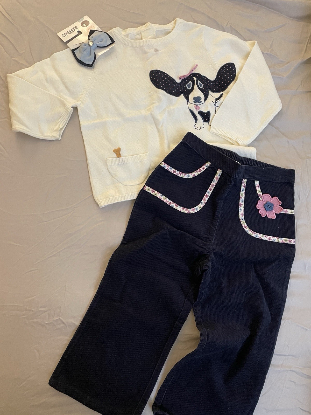 NWT Gymboree 2005 Chelsea’s Friend sweater Top Cordon pant Hair Set lot 3T