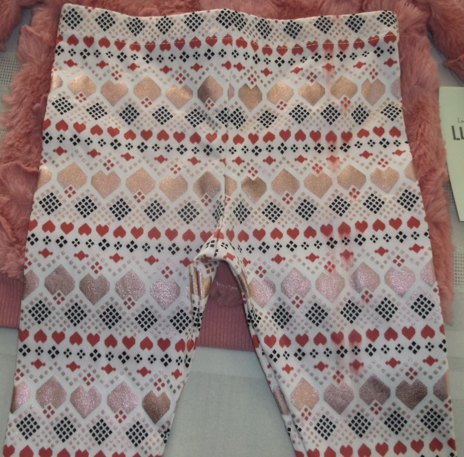 Laughing Llama Baby Girls Pink Heart Soft Faux Fur Top Leggings 18 Months 18M