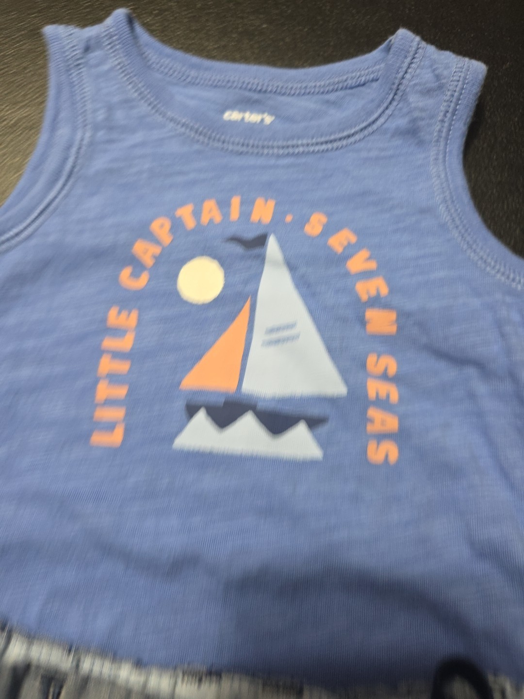 Boys Sz 9m Boat Tank Top With Embroidered Boat Shorts
