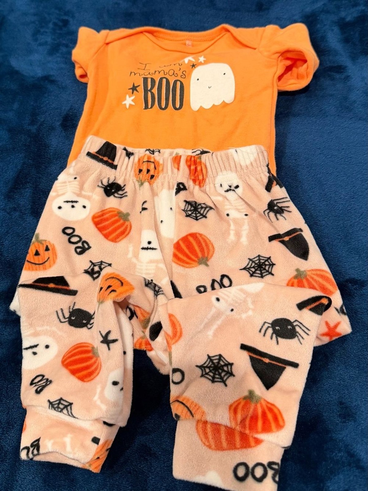 Orange Baby Halloween Bodysuit & Pumpkin Print Pants Set