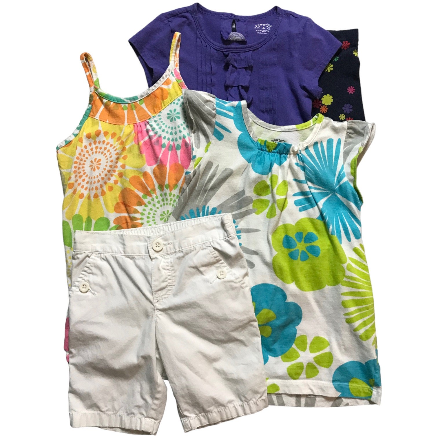 Carter’s Girls Size 4 Summer Capsule Bundle 5pc Tunic Leggings Shorts