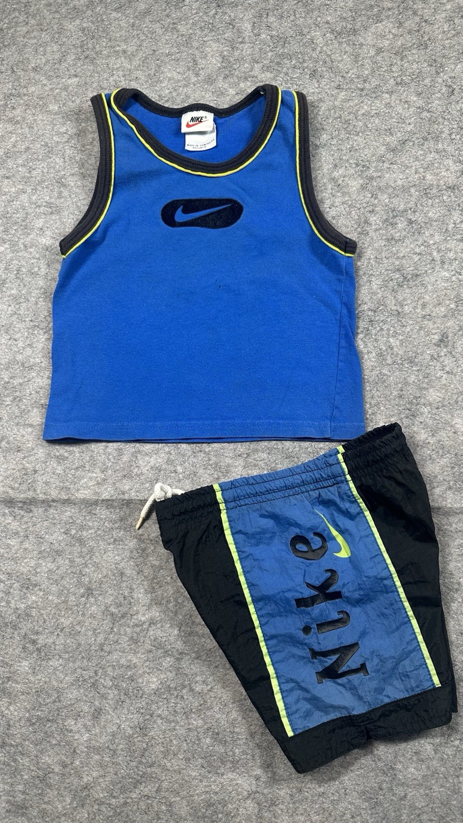 Vintage Nike Toddler 3T Tank Top and Shorts Set Blue And Black