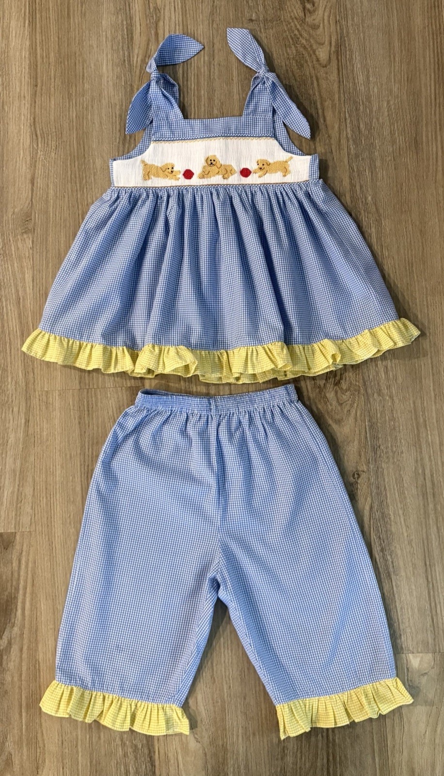 Mom & Me Smocked Dog Ruffle Pant Set size 3T
