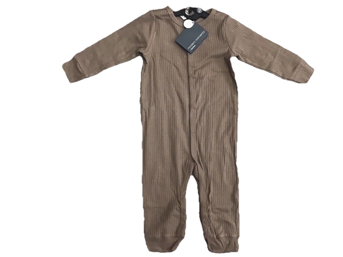 NEW INFANT Boy 12 Months MODERN MOMENTS BY GERBER Onsie COVERALL Brown (GM7)