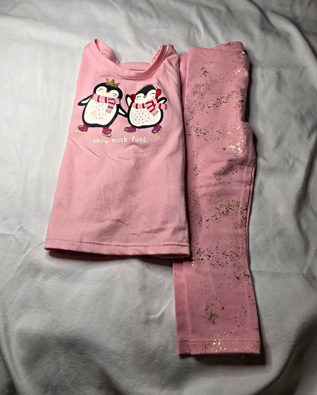 Garanimals Girls Penguin Graphic Long Sleeve Top & Pants Set Pink 18M 2pc