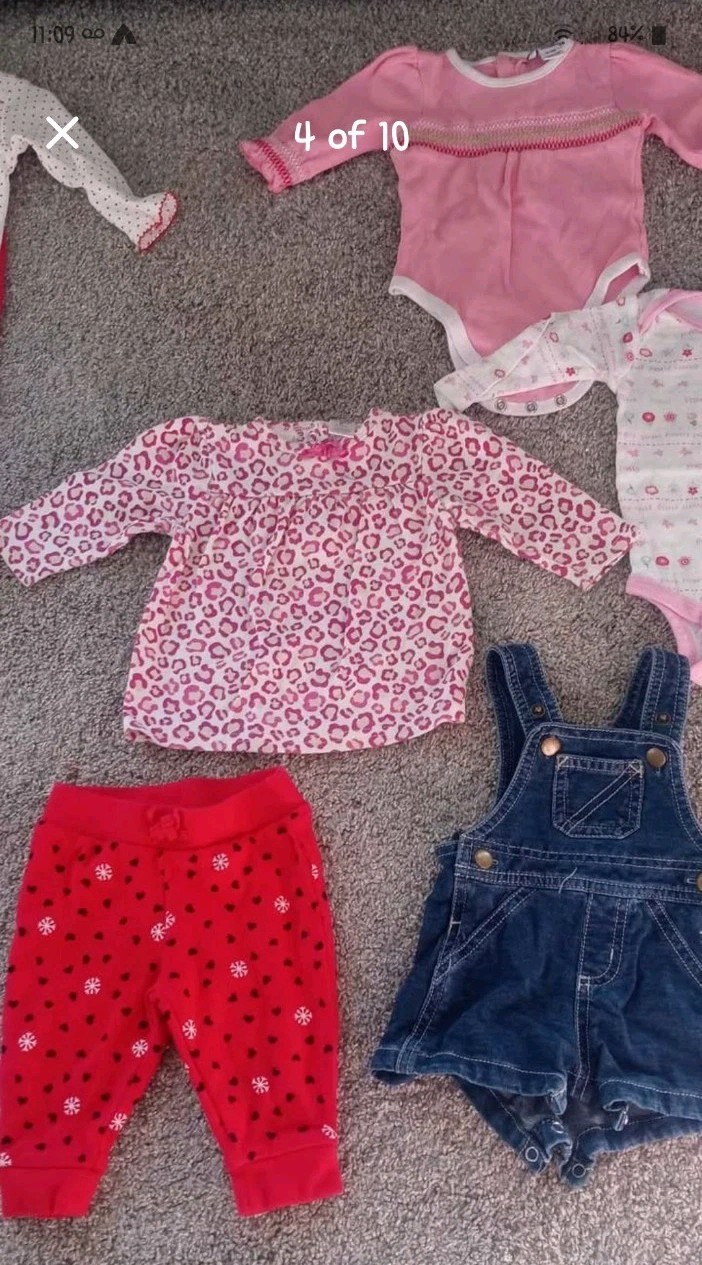 Baby Girl 6-9 Month Clothing Lot 22 Pieces Assorted Items And Colors.