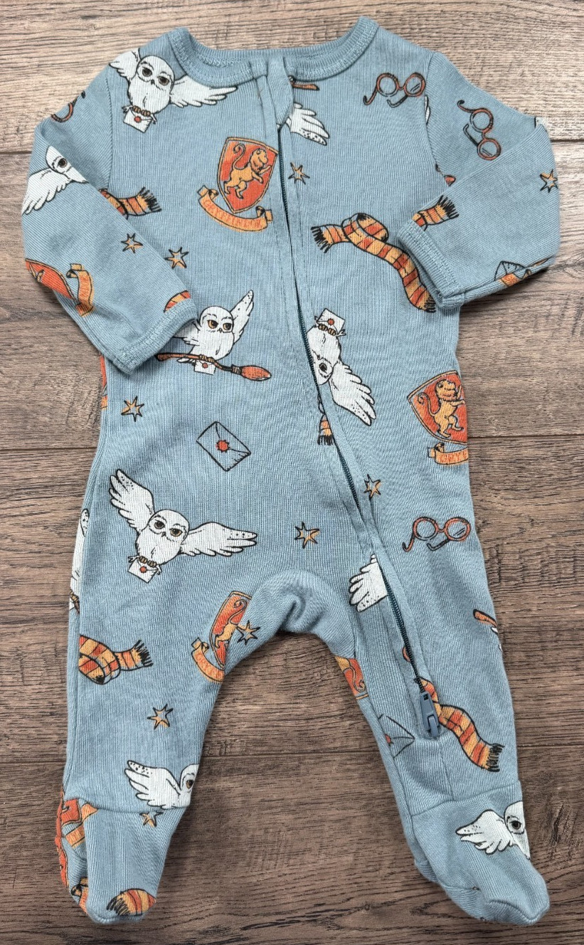 Baby Boy Clothes Harry Potter Newborn Blue Fun Footed Outfit