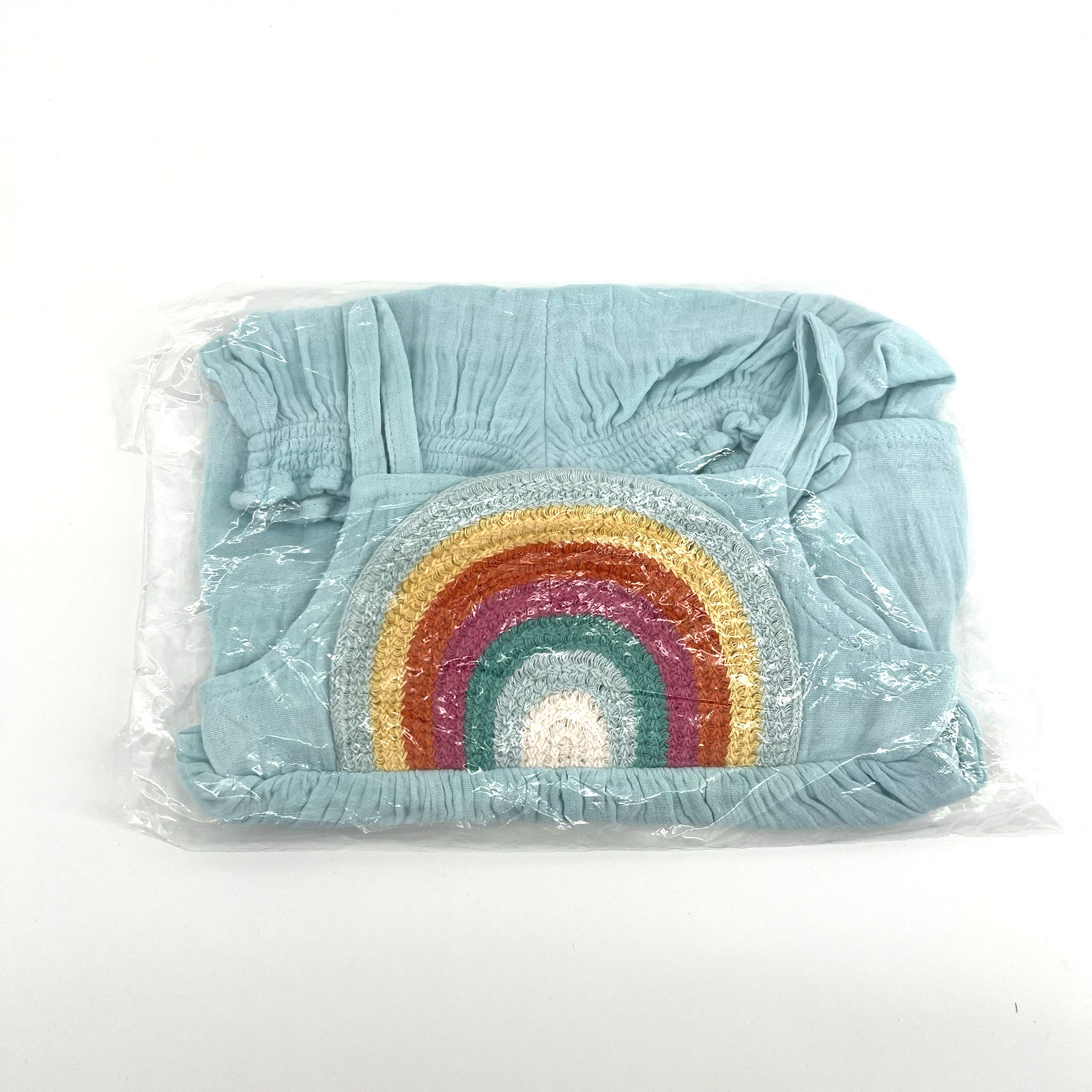 Old Navy 2 Piece Baby Top + Shorts Set Blue Rainbow Sleeveless Smock 6-12 months