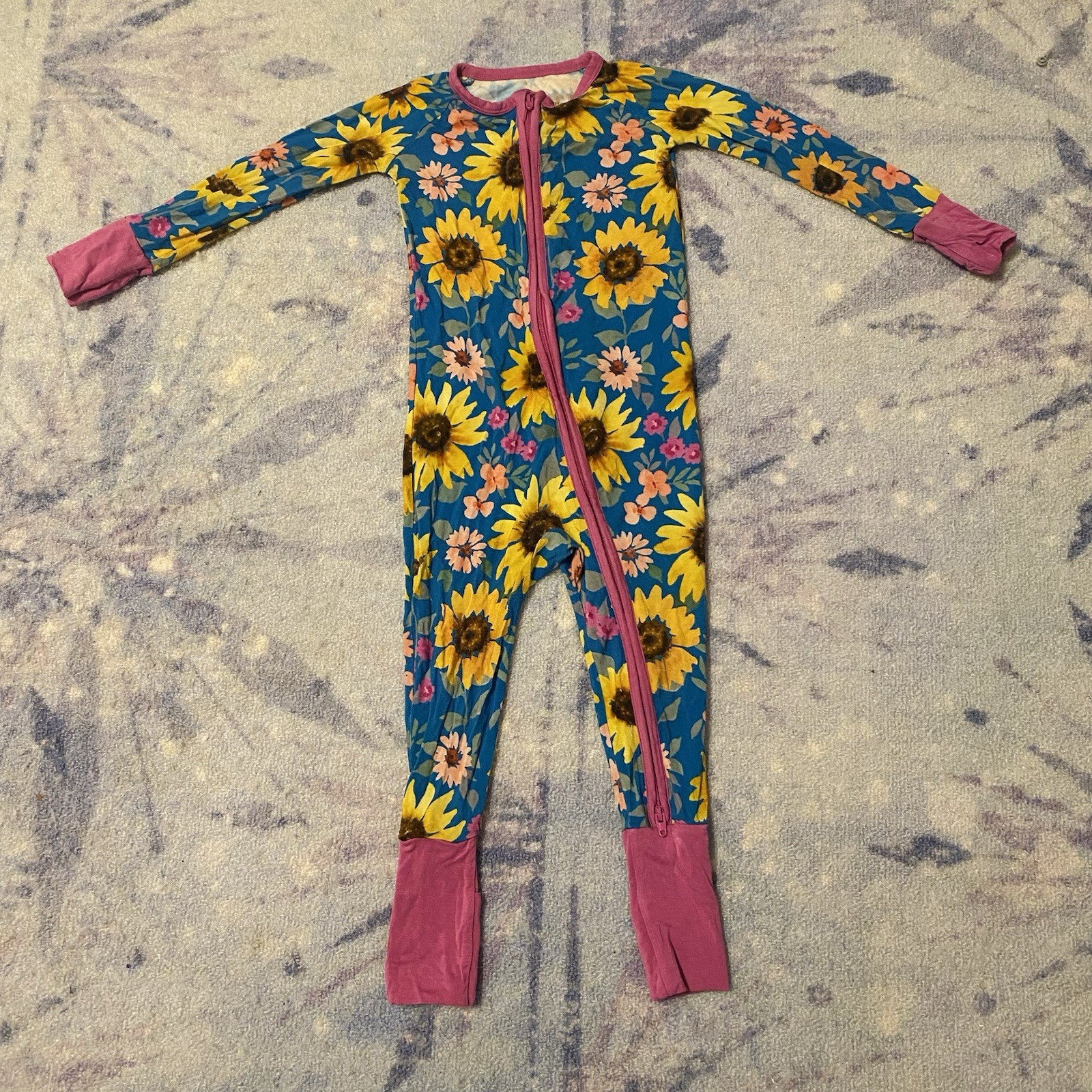 Little Sleepies LS Sunflower Fields Flowers Floral Bamboo Zippy 12-18M