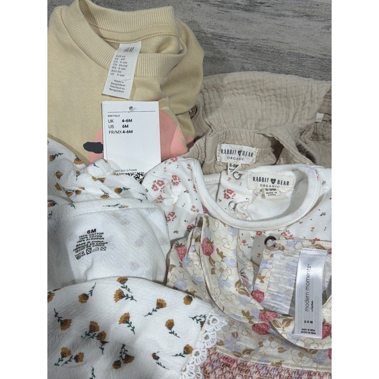 Modern Moments H&M Girls 6-9M Floral Smocked Organic Bundle Cottagecore NWT