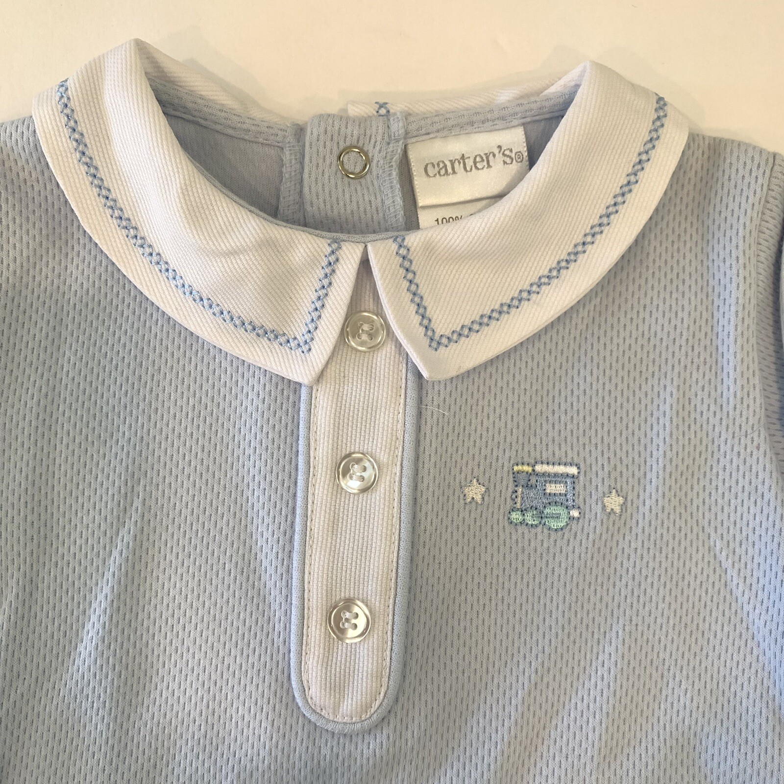 Vintage Carter’s Baby Boy Outfit 6 Months Long Sleeve Outfit Collared Snaps NWT