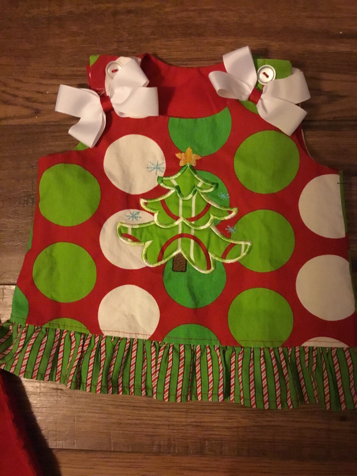 Handmade Christmas 2 Pc Outfit With Appliqué Size 3-6months
