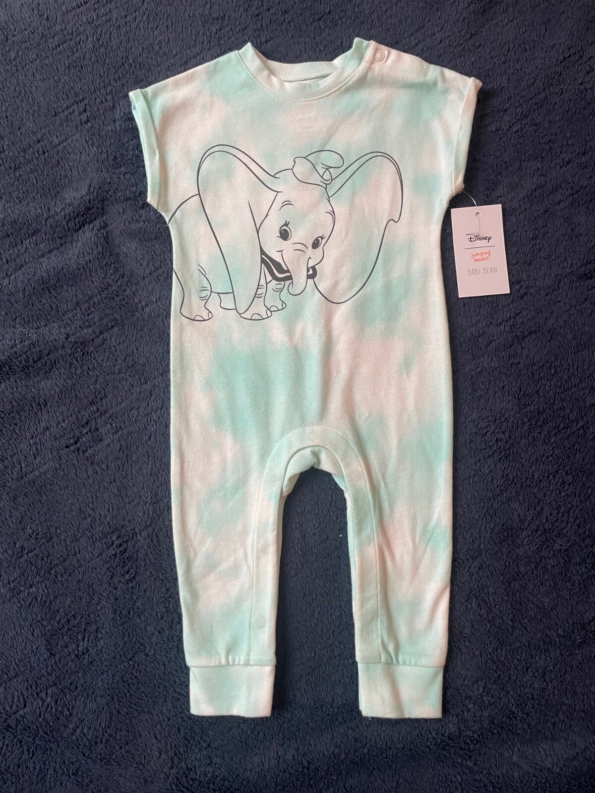 1PC 3M New unworn Disney Bodysuit Mint Green/White TieDye Dumbo Short Sleeve 