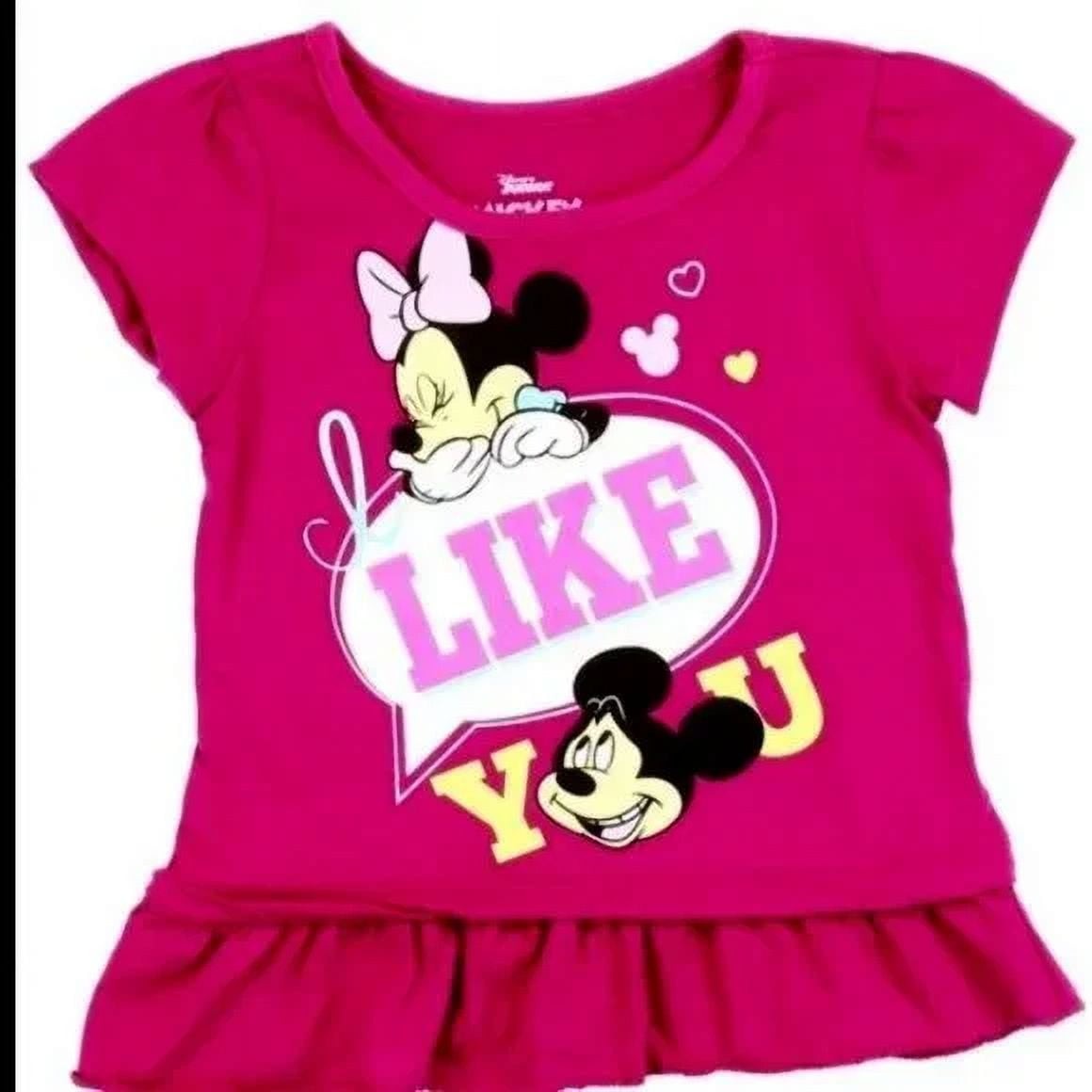 Disney Minnie Mickey Mouse Magenta T Shirt Cotton Toddler Sizes 4T Ruffle NEW