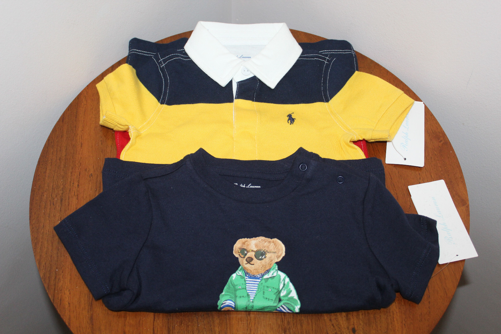RALPH LAUREN BABY BOYS BODYSUIT & T-SHIRT CUSTOM COMBO 100% COTTON SIZE 9M
