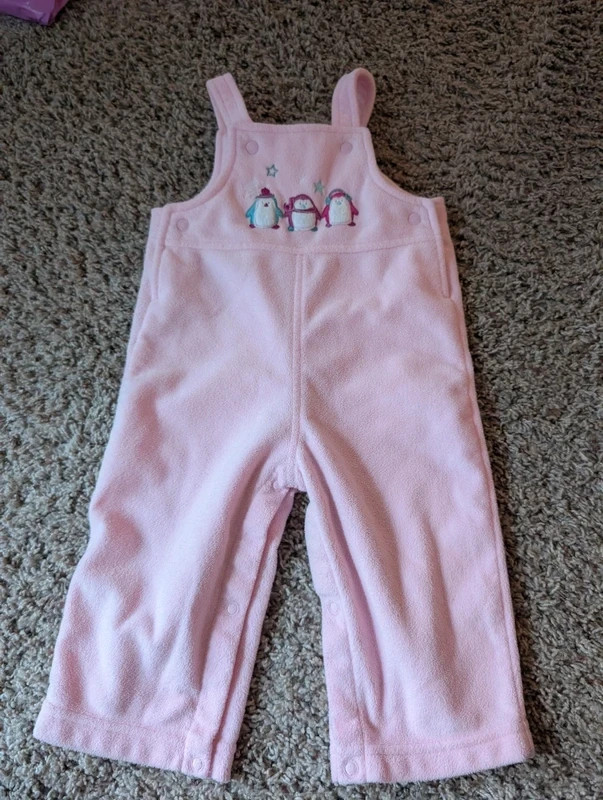 Carter’s Pink Fleece Penguin Overalls 9 Months