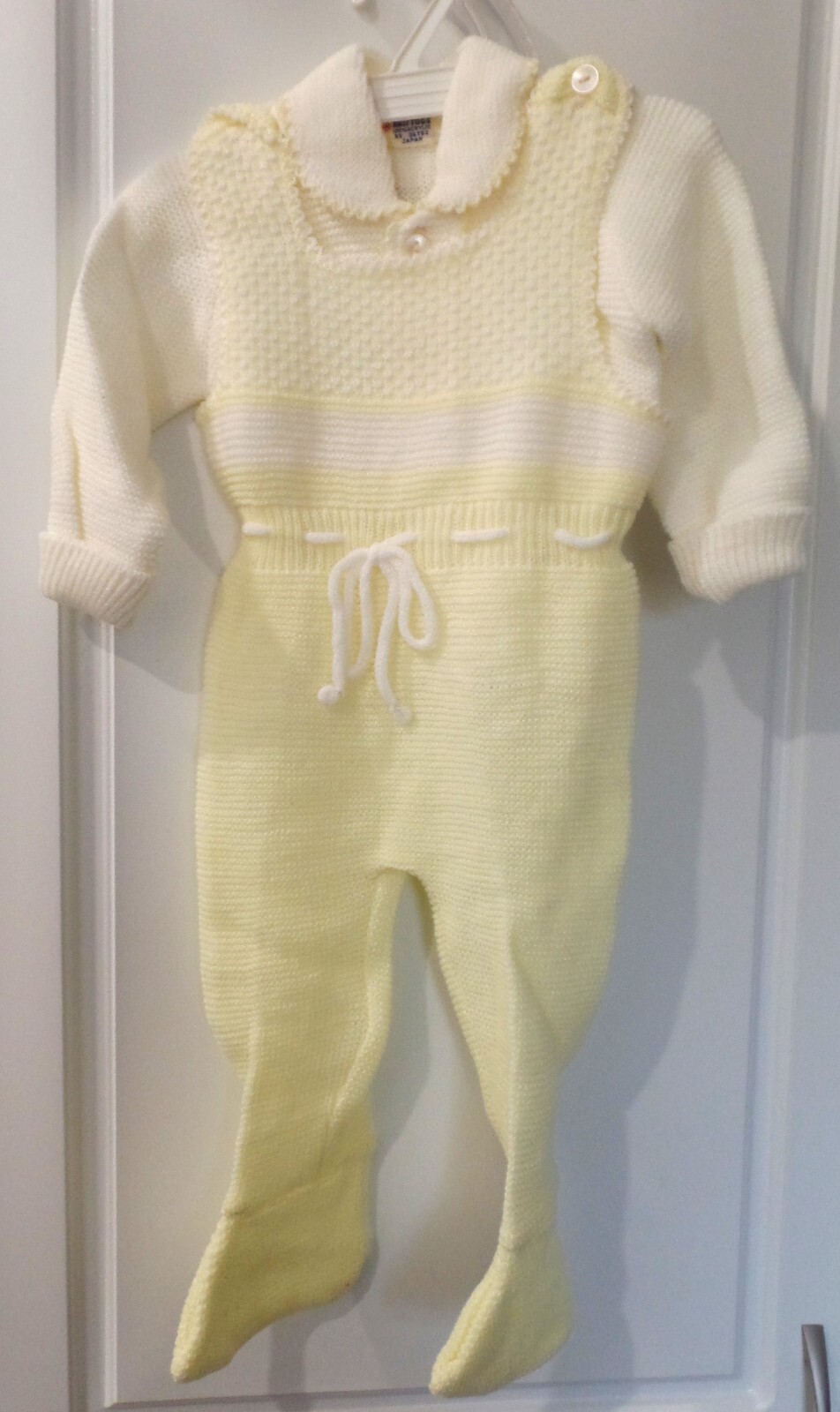Vintage Knit Infant Yellow Romper Overalls w/ Sweater Set 3mth