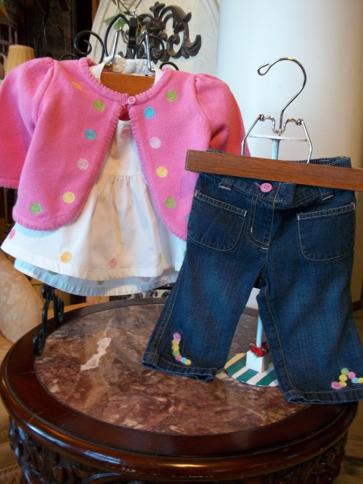 2009 Gymboree Snuggle Bug halter swing top cardigan sweater jeans pants 0-3 3-6