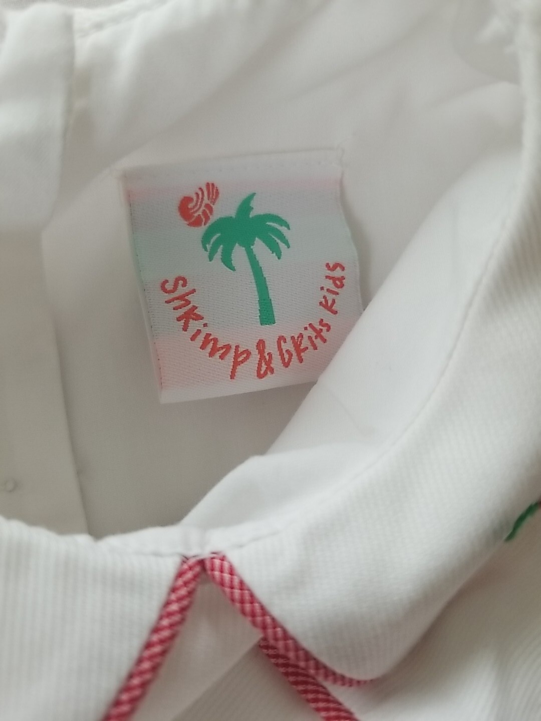 Shrimp & Grits Kids 18M Candy Cane Collar Bubble White w/ Red & Green Accents