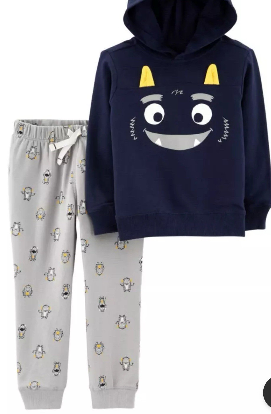 Carters Boys 24M Hoodie Jogger 2 Piece Set Monsters Navy Gray New NWT $24