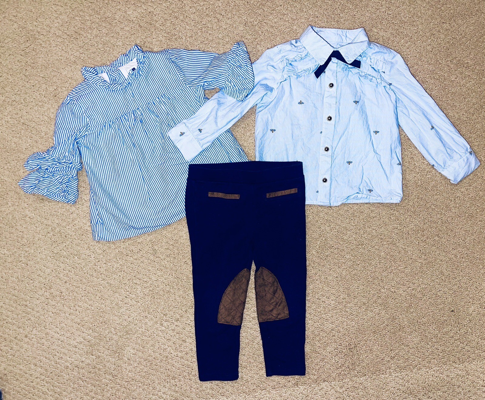 Janie & Jack Lot Of 3 – Toddler Girls 2 LS Shirt, Matching Pants Size 18-24M