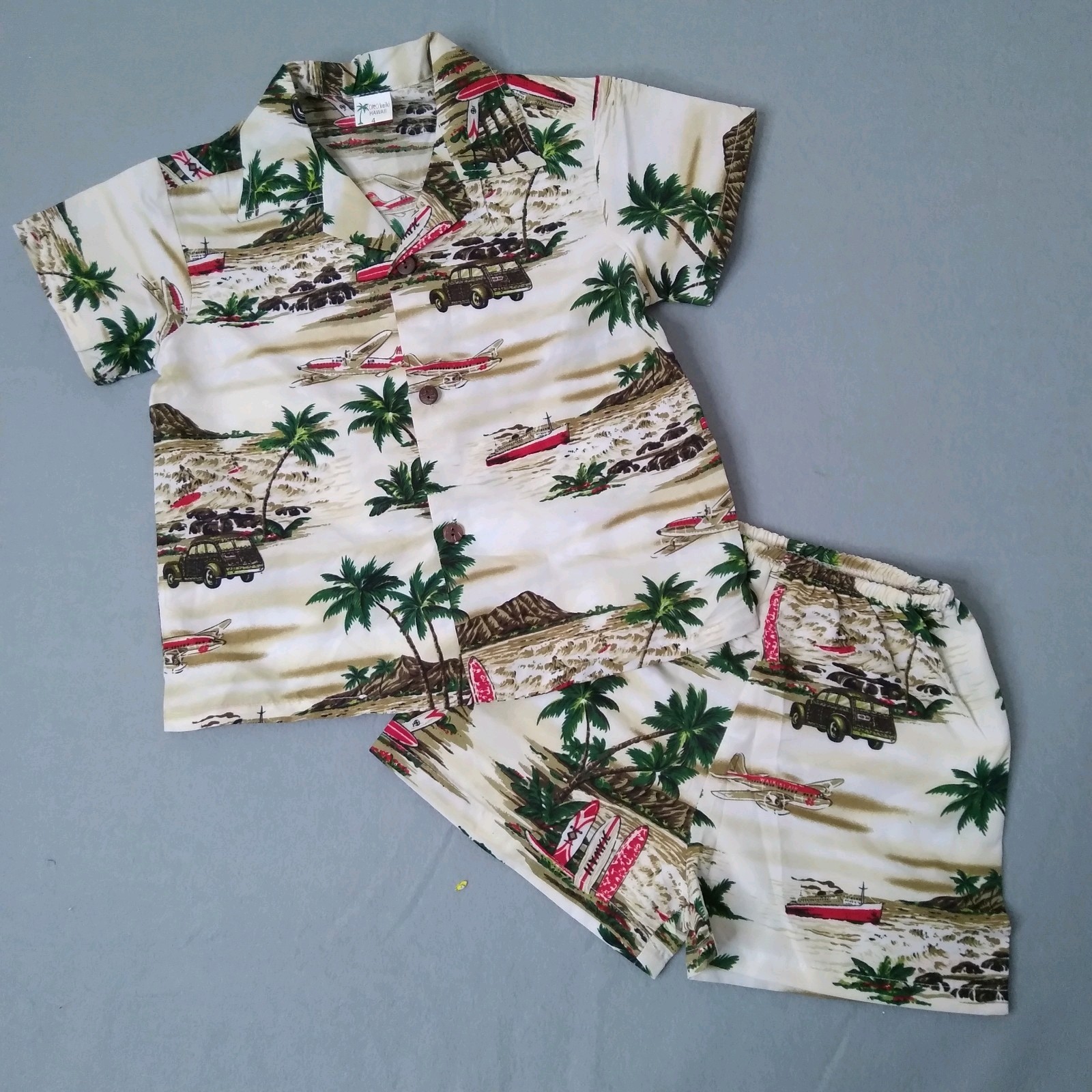 Koko Keiki Hawaiian Outfit Shirt Short Set Size 4T Vacation Beach Summer Travel