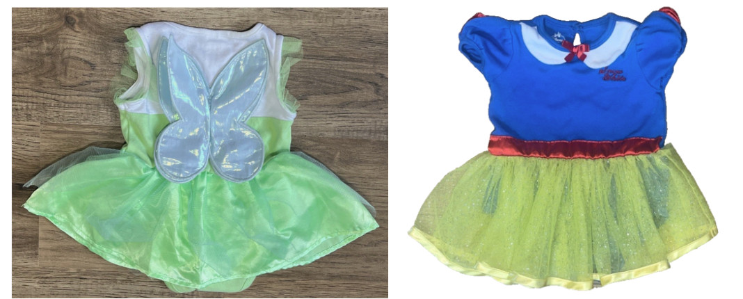 Disney Snow White & Tinkererbell Princess Baby Dress Skirt Bodysuit 12M-18