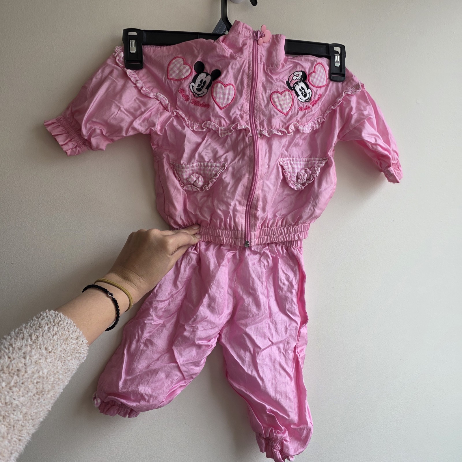 Vintage 1990s Disney Babies Minnie Mouse Windbreaker 2 Pc Tracksuit Set | 12M