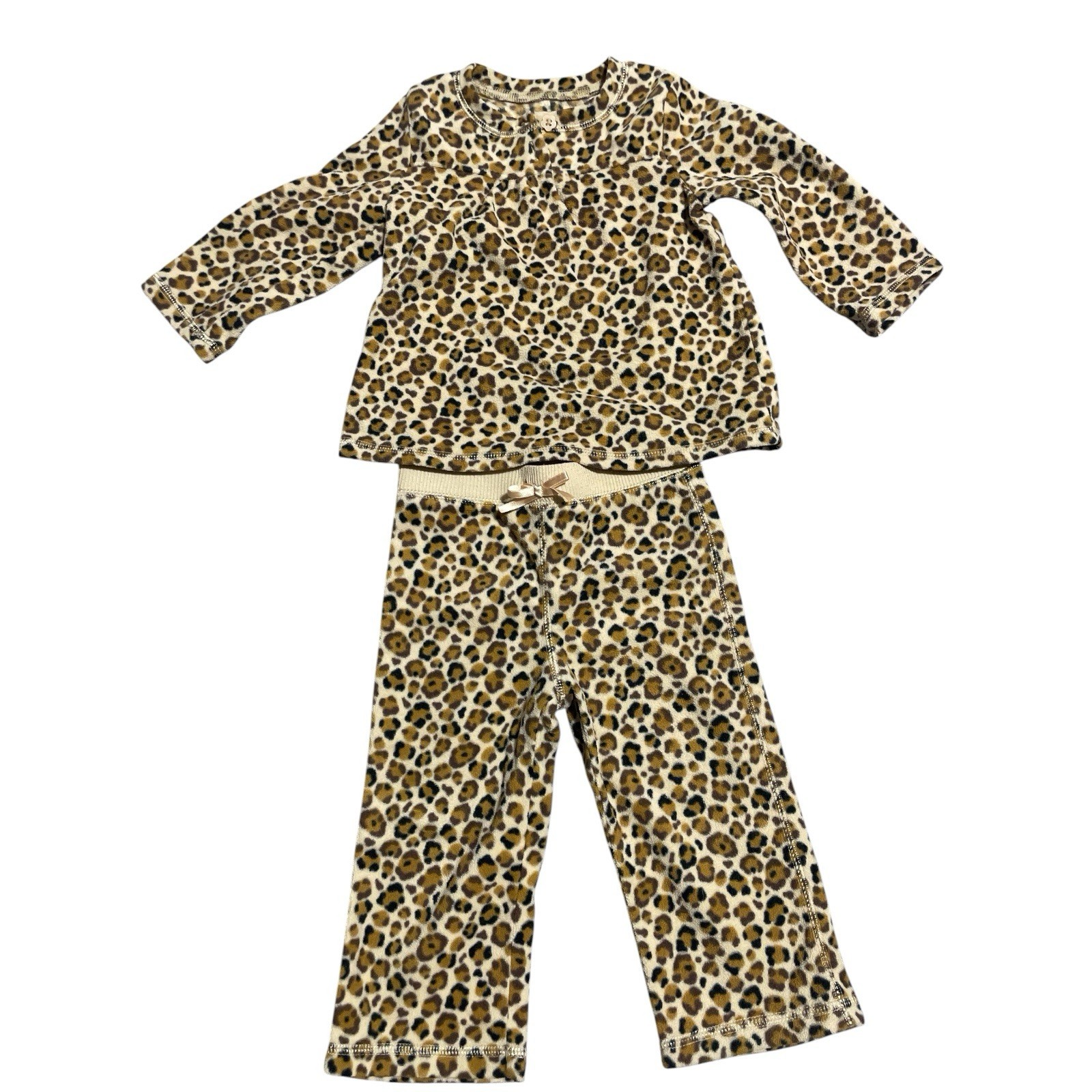 Jumping Beans Girls 2-Piece Leopard Animal Print Top & Pants Set 12-18M