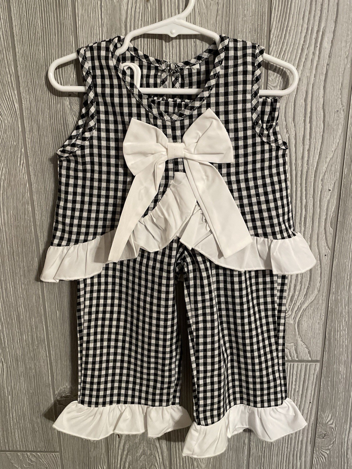 Infant Girl Black and White Gingham 2 Pc Set Blouse/Pants Size 18 Months – EUC