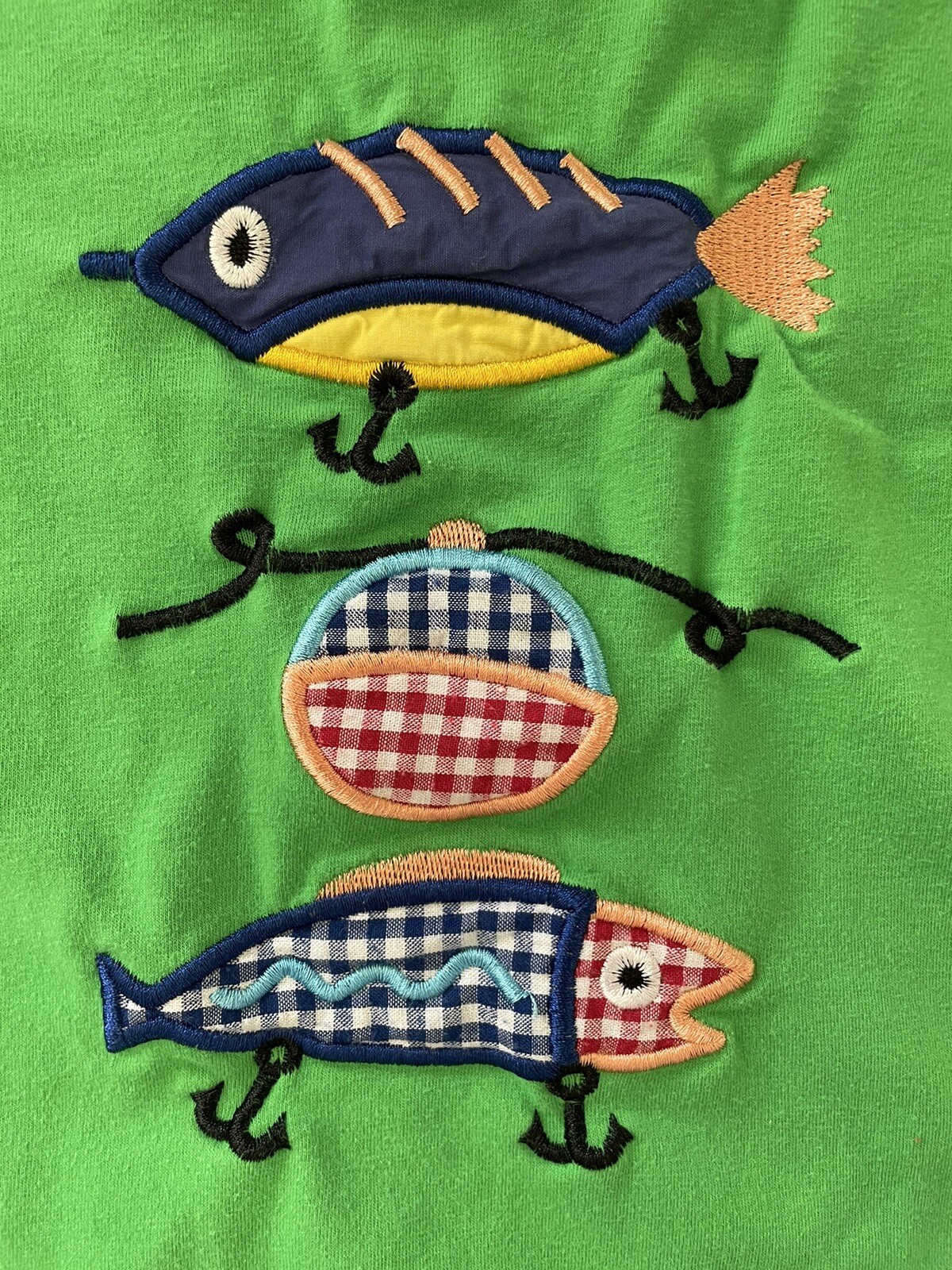 Harper & Lizzy’s EUC Green/Blue Fish Appliqué Cotton Top & Shorts – 24 Mos