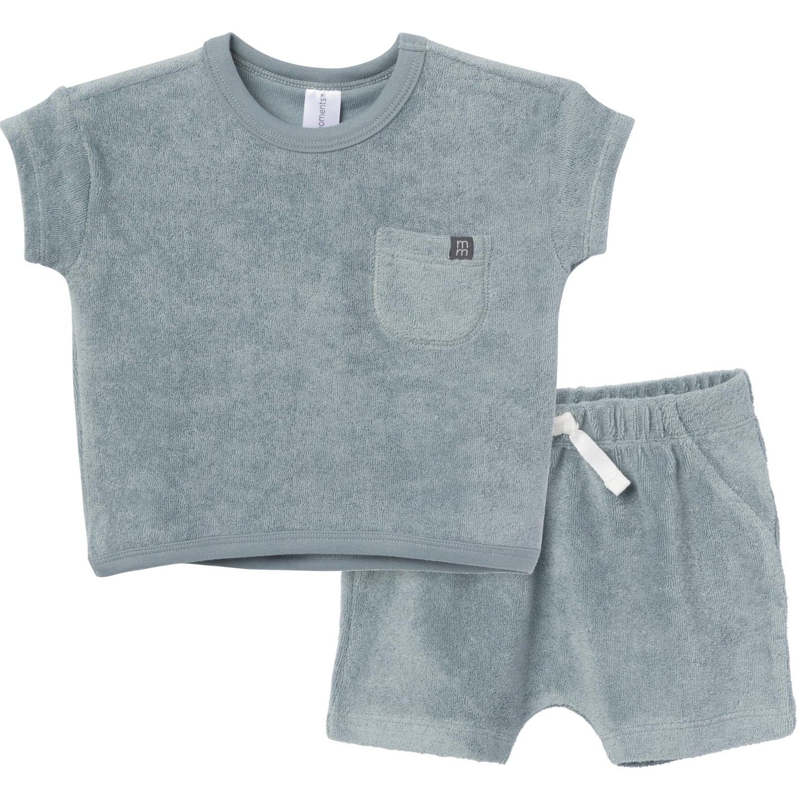 Baby Boys’ 2-Piece Knit Terry Shirt and Short, Teal, 6-9 Months