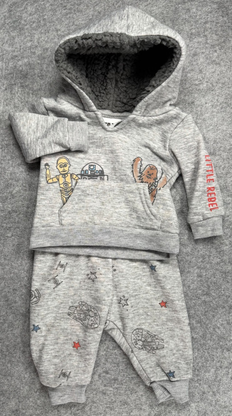 Baby Boy Clothes Star Wars Newborn Gray Hooded 2pc Outfit