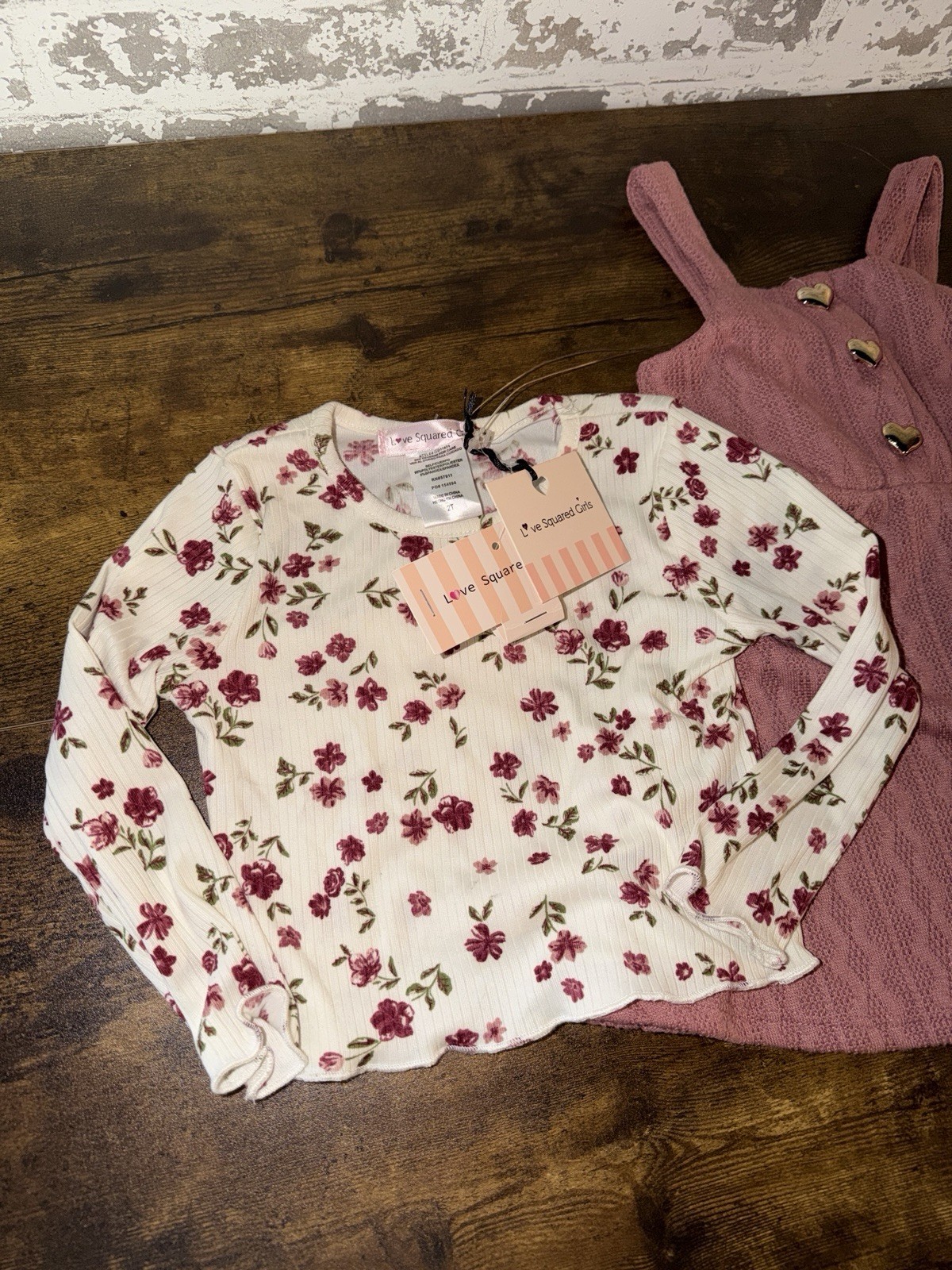 NWT! Love Squared Girls Floral Print 2 Piece Outfit Set Size 2T – Shirt + Dress