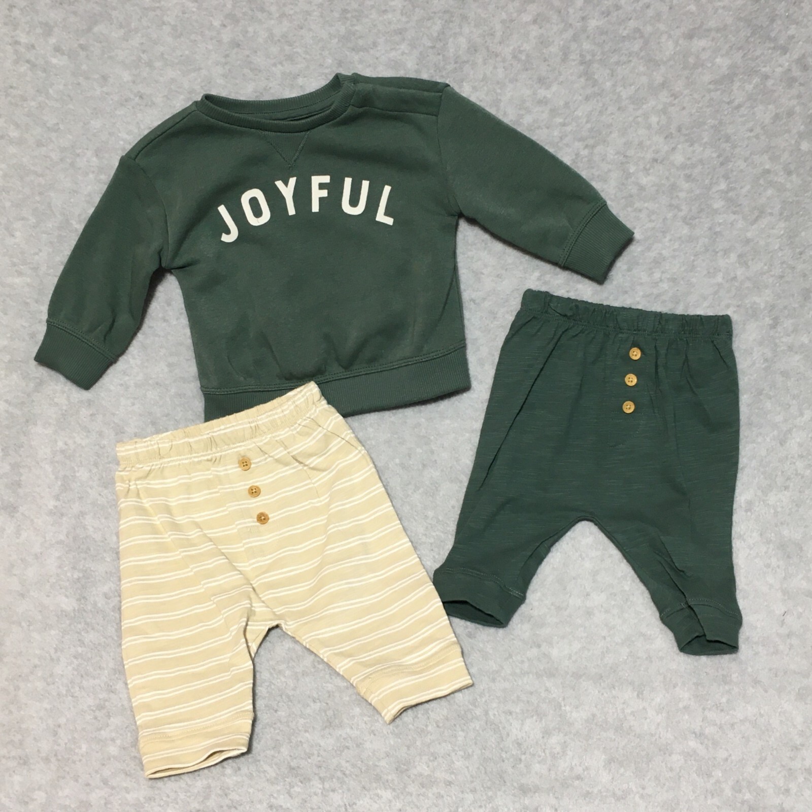 NWOT Little Co by Lauren Conrad Sweatshirt Pants NB 3 Pc Set Infant Joyful Green