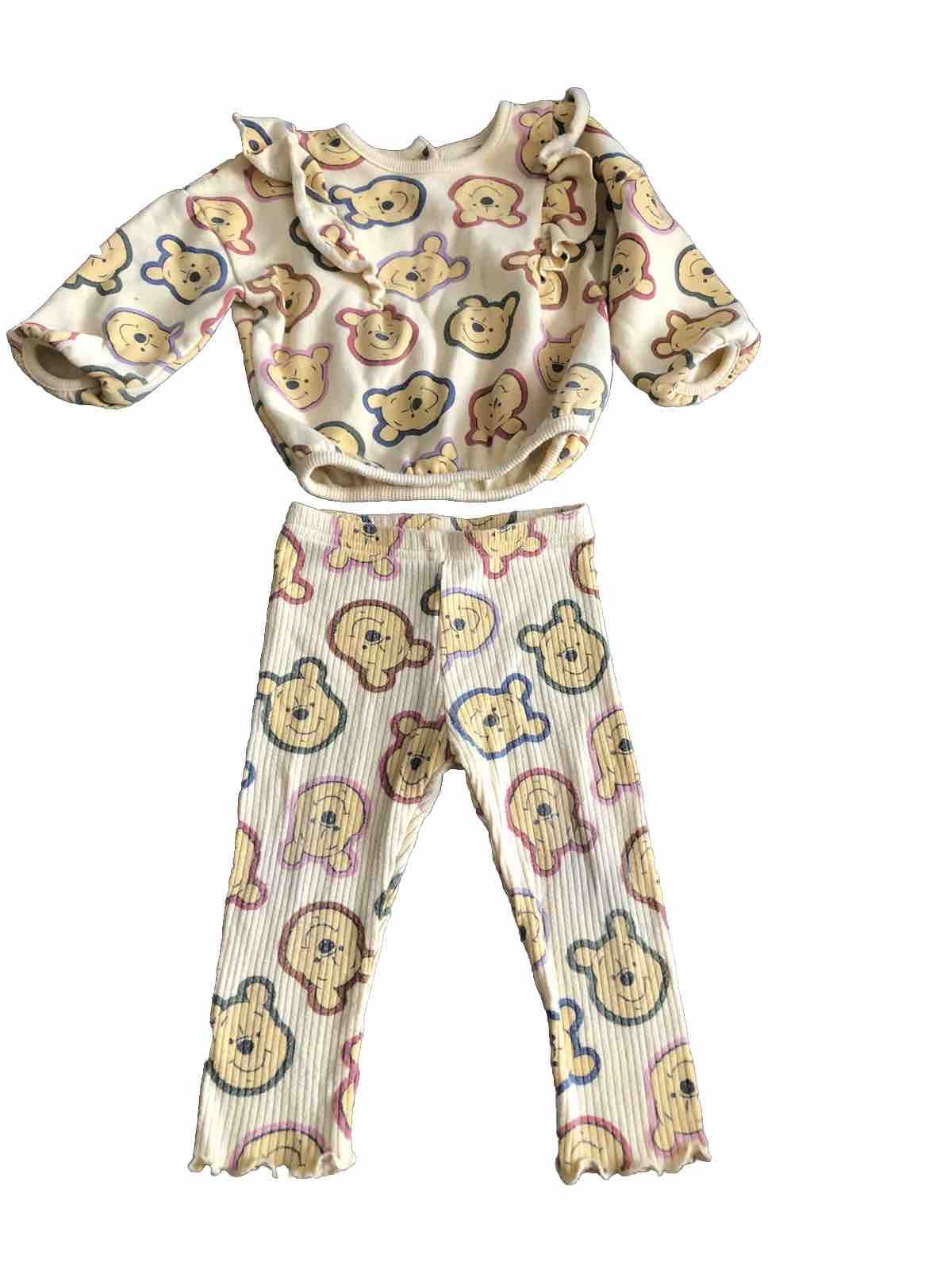 Disney Winnie The Pooh Pajamas 12 Months Yellow Shirt And Pants Rn 119072