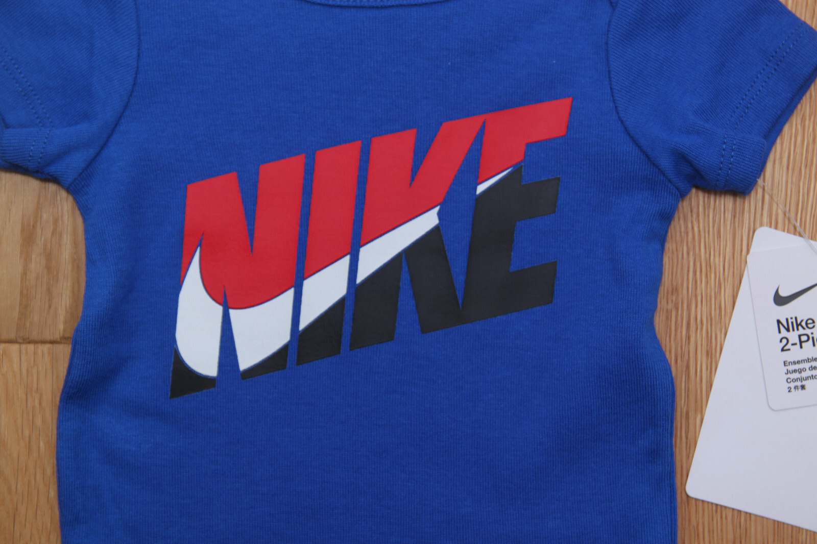 Nike Baby Boy 2 Piece Bodysuit & Shorts Set ~ Blue, Black, Red & White ~