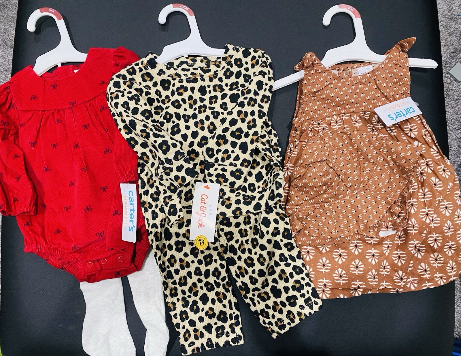 Girls Infant Baby Cheetah Print 6 Month 3 Outfits Bundle New $40 Retail Winter