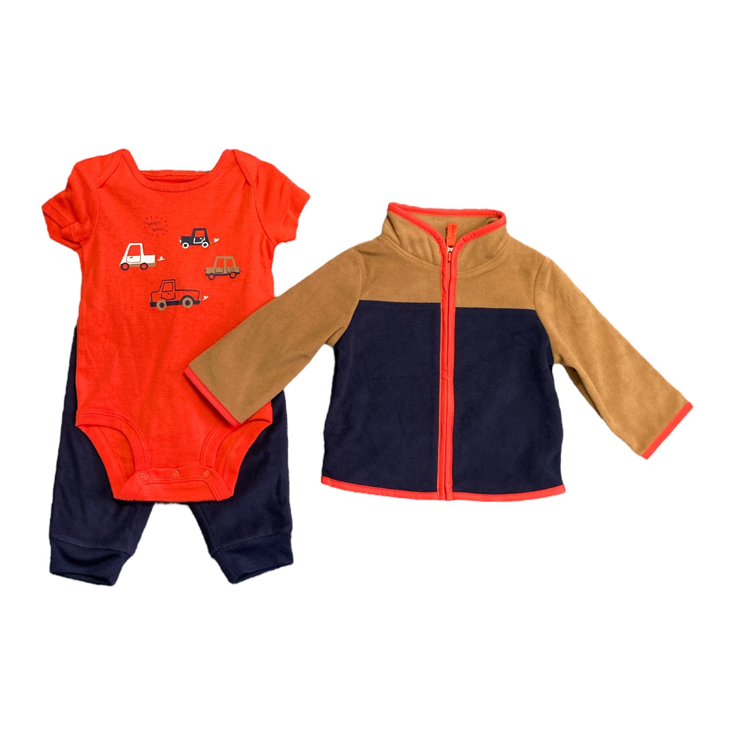 Carter’s Boy’s 3 Piece Short Sleeve, Jogger Pant & Full Zip Fleece Jacket Set