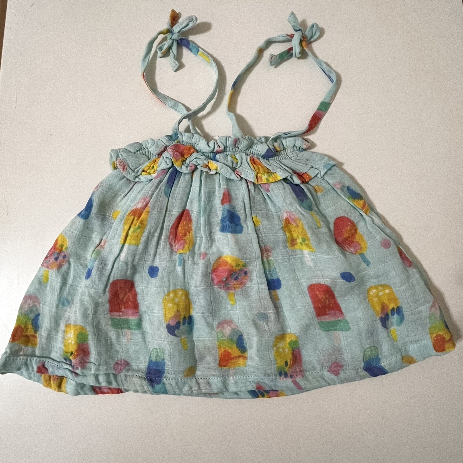 Angel Dear Organic Muslin Ruffle Top & Bloomers Set Popsicles 18-24 Months NWT
