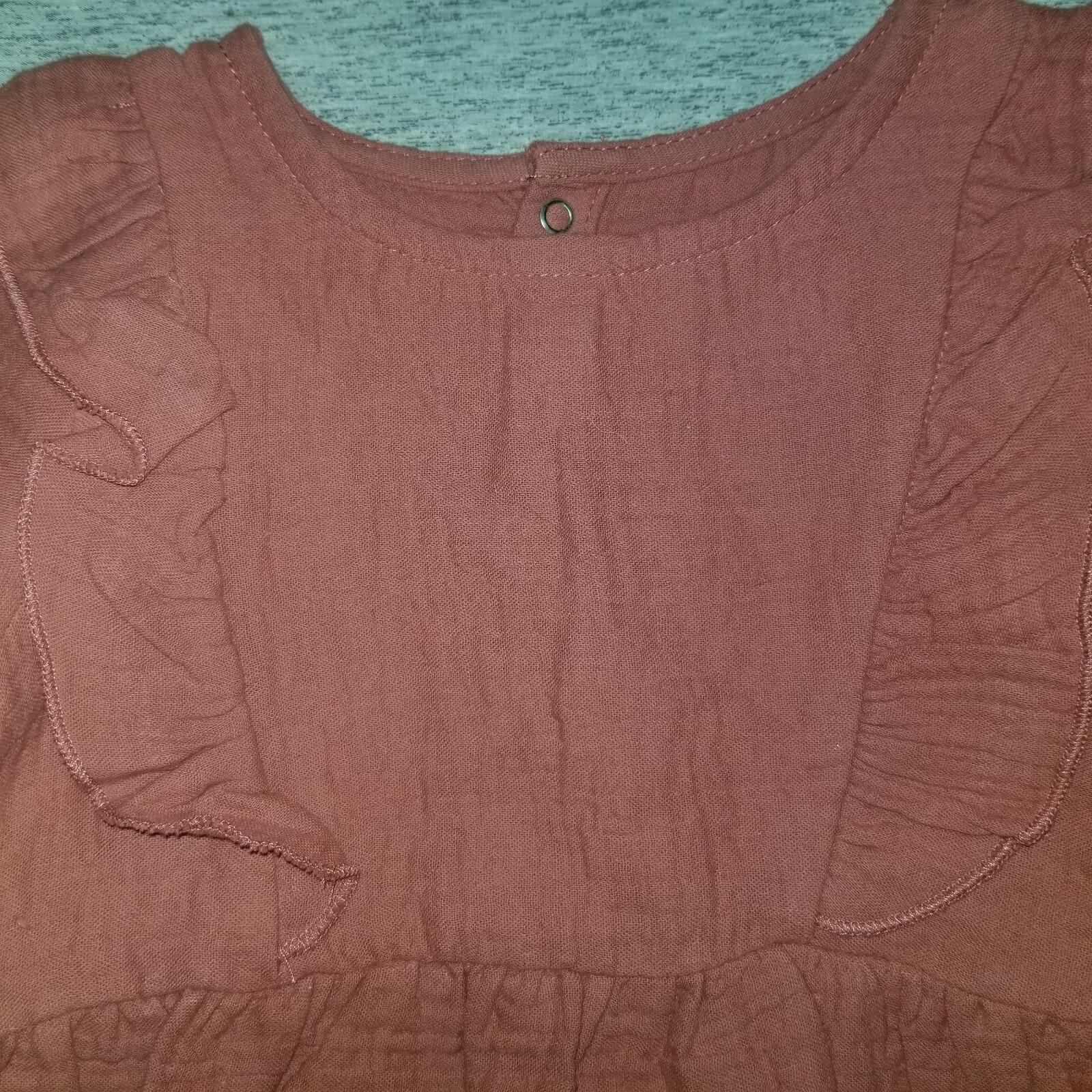 Grayson Collective 12M Baby Girl Shirred Muslin Romper Mauve Flutter Sleeves NWT