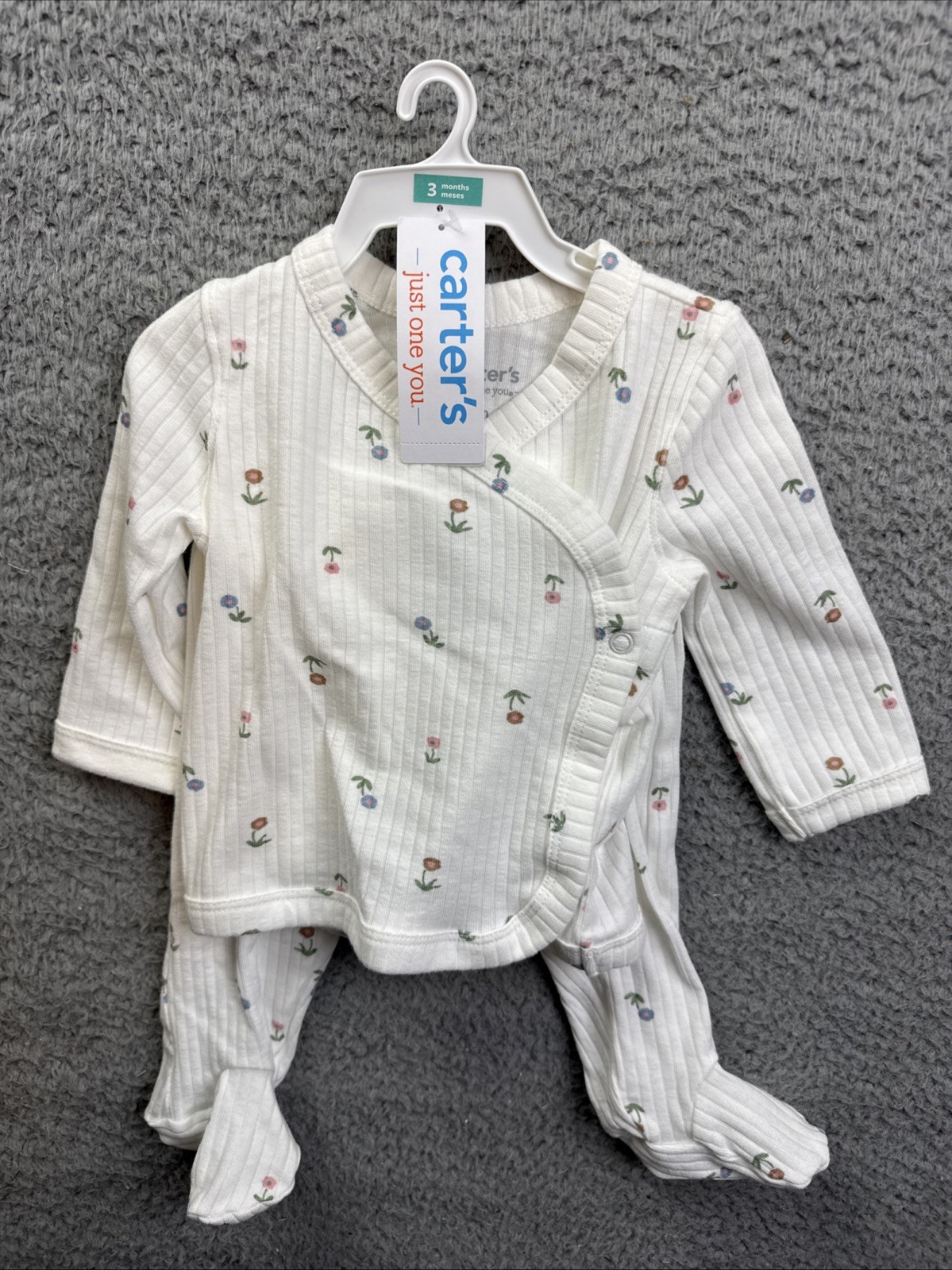 Carter’s Just One You Baby Girls Size 3 Months Ivory Floral Cardigan Set 2pc