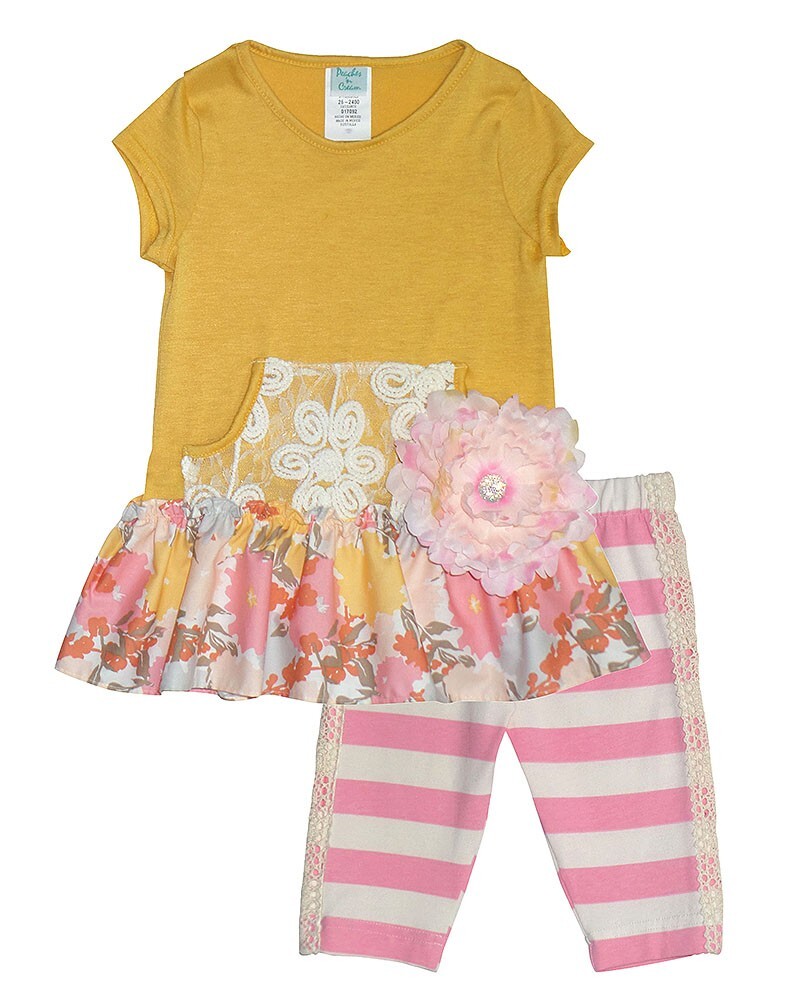 New Girls Boutique Peaches n Cream sz 2T Pink LACE Pocket outfit Clothes Summer