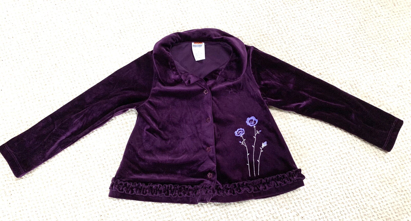 Vintage Girls McKIDS Purple Velvet Pant/Shirt Outfit Set Size 6