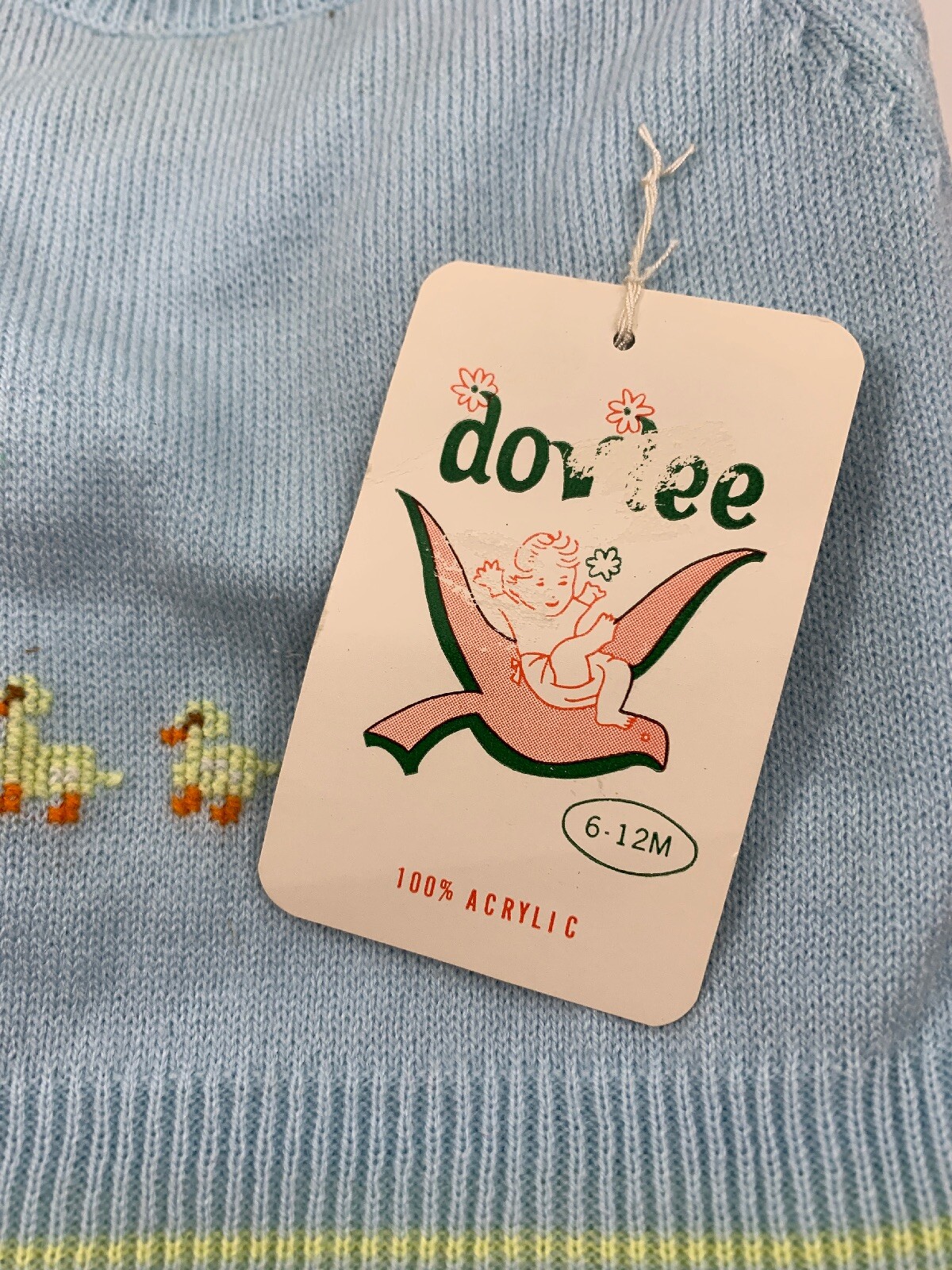 Vintage Dovlee Knitted Baby Sweater Bodysuit One Piece Romper 6 12 Months NWT