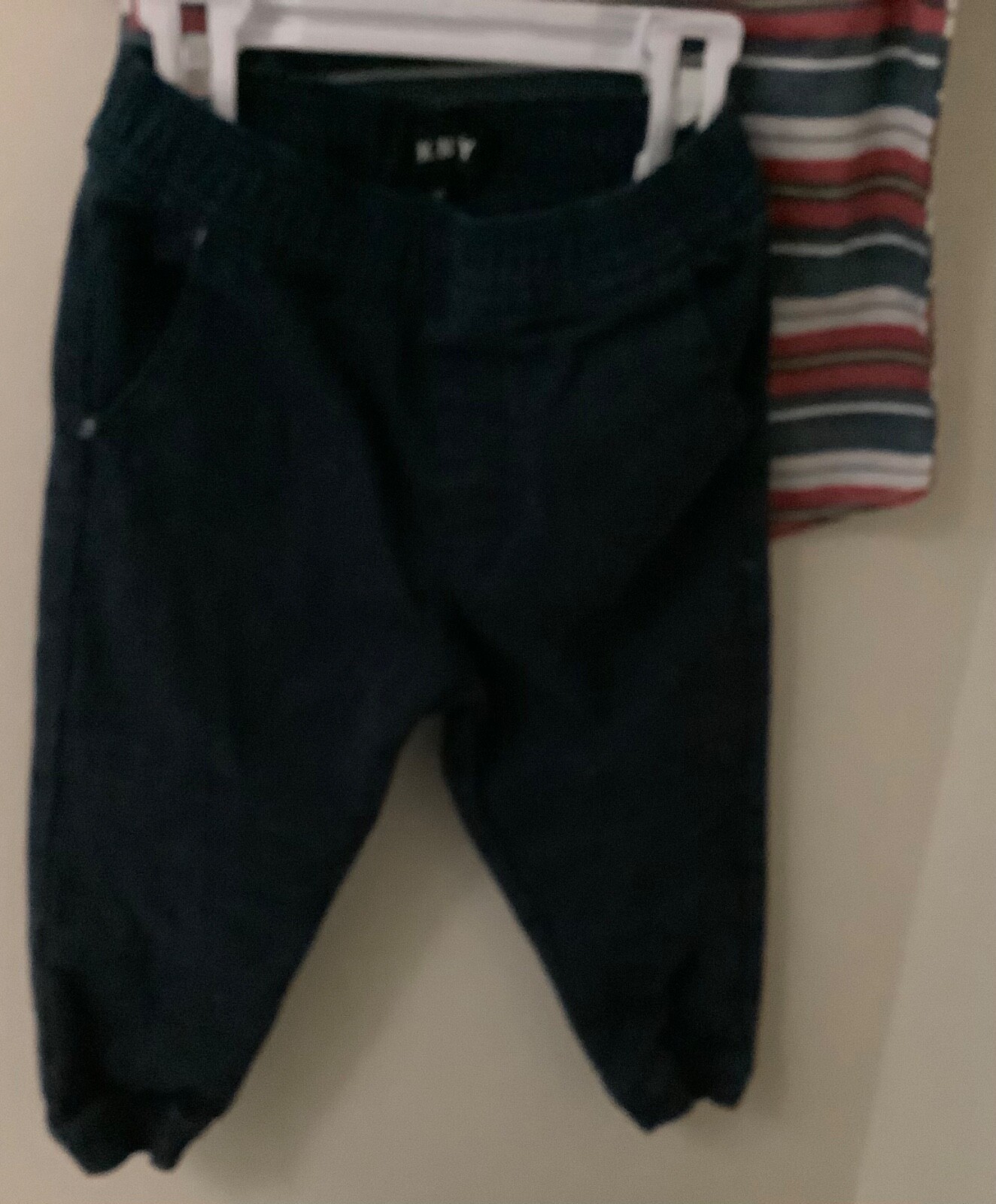 DKNY 2T BABY BOY 2 PC SET BLUE PULL-UP JEANS W/POCKETS & STRIPED BUTTON SHIRT