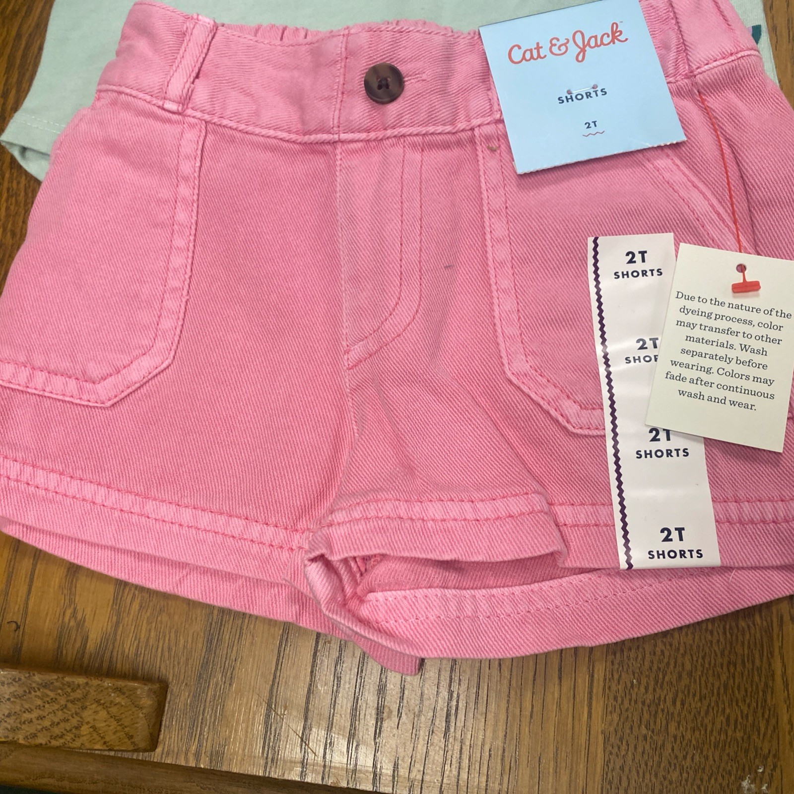 Cat & Jack Girls 2T Rainbow Print T-Shirt & Pink Jean Shorts Outfit Set