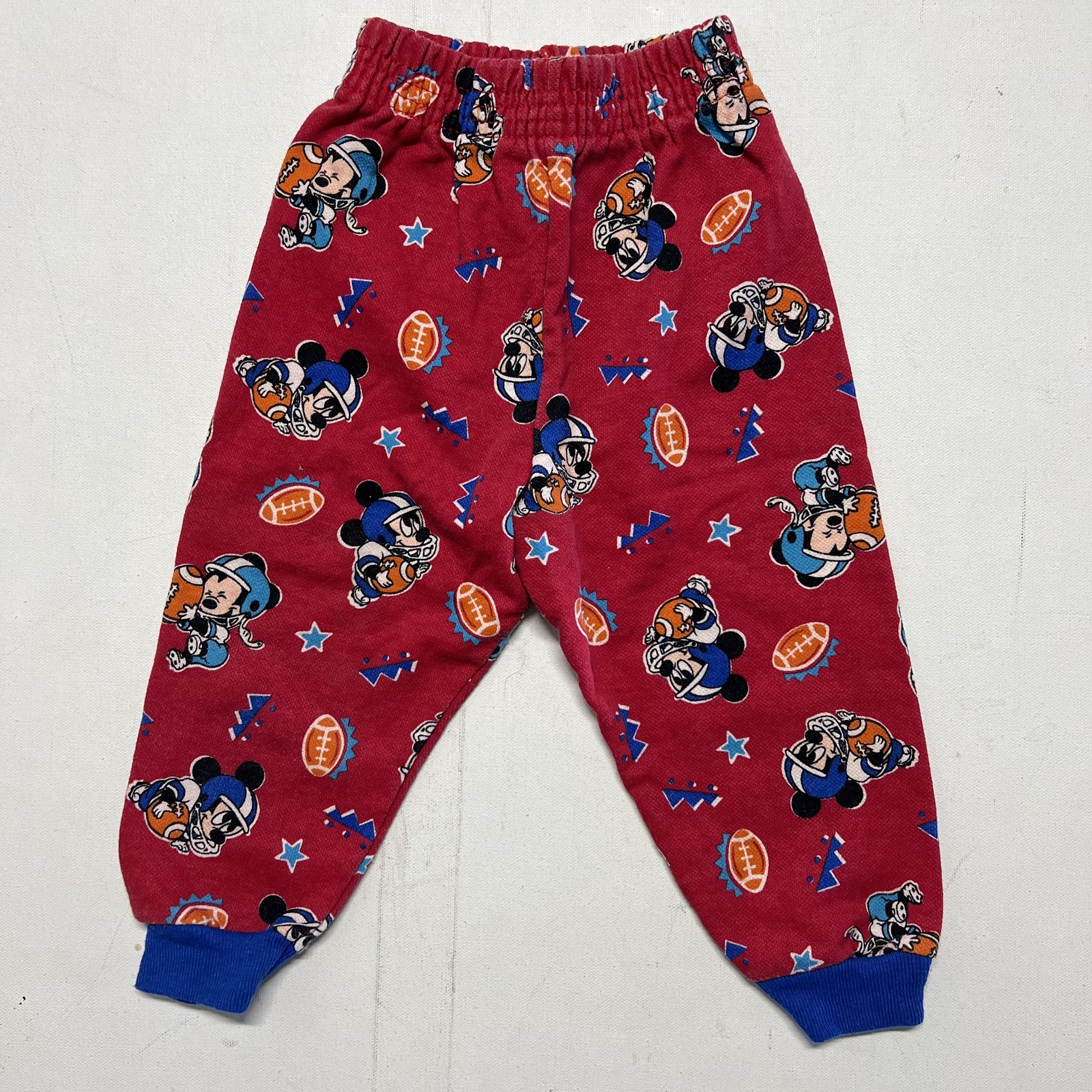 Vintage Disney Mickey Mouse Outfit Toddler 12-18M Red Football Fleece Pants Set
