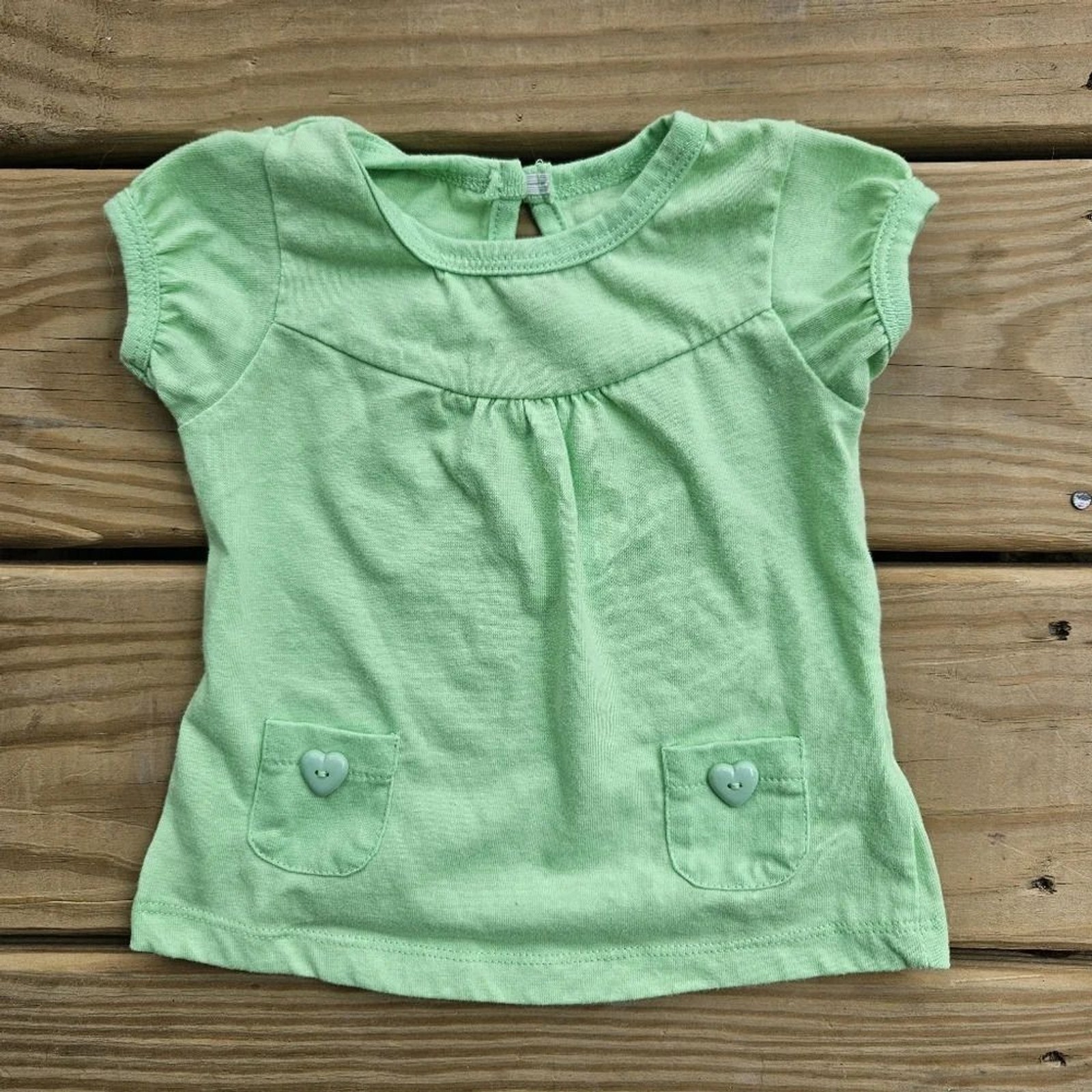 Specialty Baby Girl Outfit Green Top with Pink Plaid Capris 6-9M