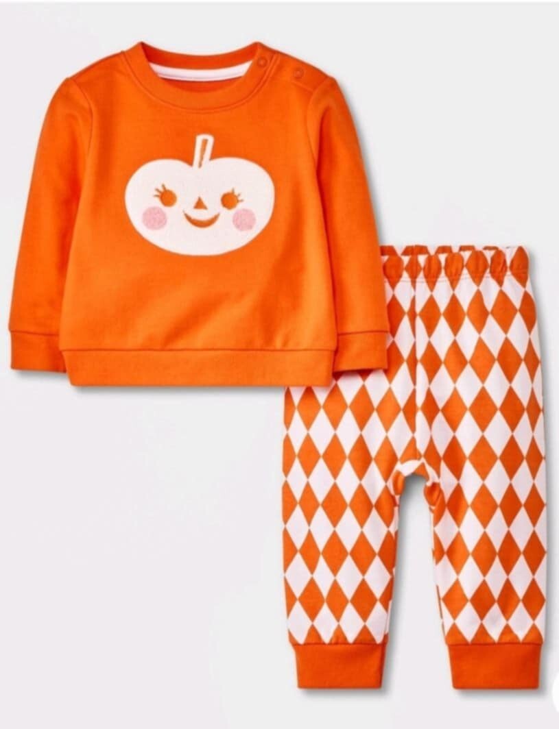 Cat & Jack Thanksgiving Halloween Unisex Baby Boy Girl Top and Pants Set, NWT
